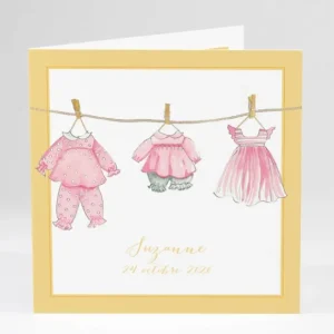 Faire-part de naissance Fil a linge chic Fille*Faire-part Elégant Best