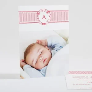Faire-part de naissance Fines rayures jolis noeuds*Faire-part Elégant Best