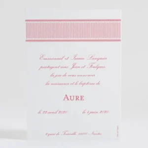 Faire-part de naissance Fines rayures jolis noeuds*Faire-part Elégant Best