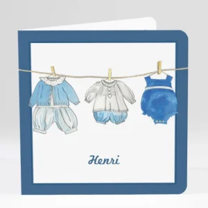 Faire-part de naissance Fil a linge chic Garcon*Faire-part Elégant Sale