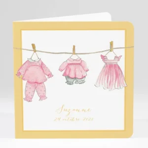 Faire-part de naissance Fil a linge chic Fille*Faire-part Elégant Best