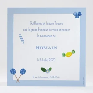 Faire-part de naissance Fleurs & bonbons*Faire-part Elégant New