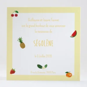 Faire-part de naissance Fleurs & fruits*Faire-part Elégant New