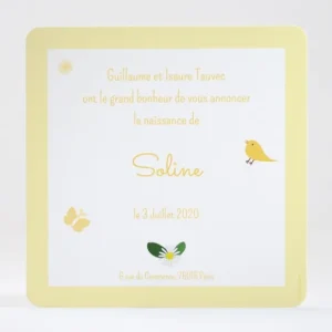 Faire-part de naissance Fleurs & animaux*Faire-part Elégant Hot