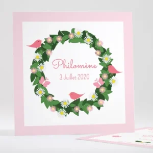 Faire-part de naissance Fleurs & animaux*Faire-part Elégant Hot