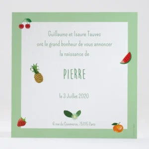 Faire-part de naissance Fleurs & fruits*Faire-part Elégant New