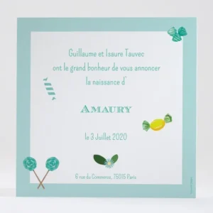 Faire-part de naissance Fleurs & bonbons*Faire-part Elégant New