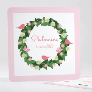Faire-part de naissance Fleurs & animaux*Faire-part Elégant Hot