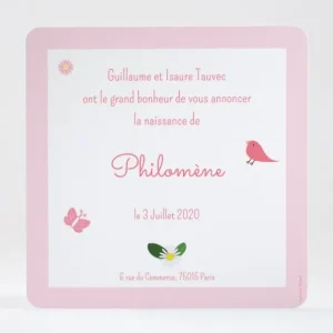 Faire-part de naissance Fleurs & animaux*Faire-part Elégant Hot