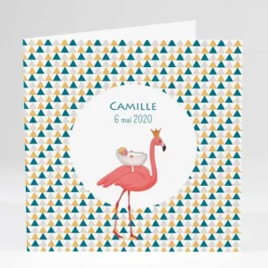 Faire-part de naissance Flamant rose chic*Faire-part Elégant Best