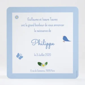 Faire-part de naissance Fleurs & animaux*Faire-part Elégant Hot