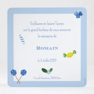 Faire-part de naissance Fleurs & bonbons*Faire-part Elégant New