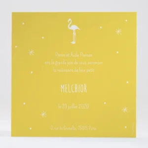 Faire-part de naissance Flamant*Faire-part Elégant Best