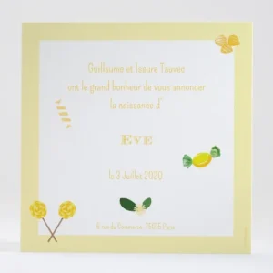 Faire-part de naissance Fleurs & bonbons*Faire-part Elégant New