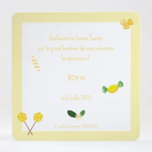 Faire-part de naissance Fleurs & bonbons*Faire-part Elégant New