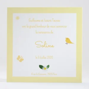 Faire-part de naissance Fleurs & animaux*Faire-part Elégant Hot