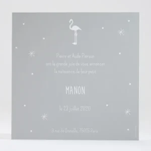 Faire-part de naissance Flamant*Faire-part Elégant Best