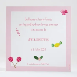 Faire-part de naissance Fleurs & bonbons*Faire-part Elégant New