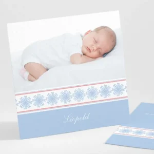 Faire-part de naissance Frise fleurs roses legeres*Faire-part Elégant Discount