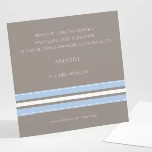 Faire-part de naissance Frise rayee classique*Faire-part Elégant Discount