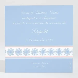Faire-part de naissance Frise fleurs roses legeres*Faire-part Elégant Discount