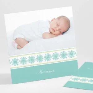 Faire-part de naissance Frise fleurs roses legeres*Faire-part Elégant Discount