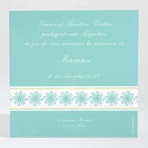 Faire-part de naissance Frise fleurs roses legeres*Faire-part Elégant Discount