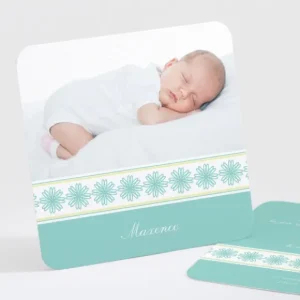 Faire-part de naissance Frise fleurs roses legeres*Faire-part Elégant Discount