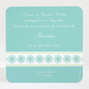 Faire-part de naissance Frise fleurs roses legeres*Faire-part Elégant Discount