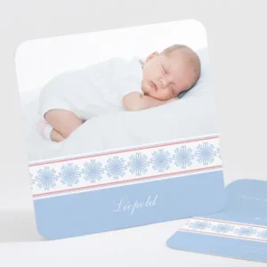 Faire-part de naissance Frise fleurs roses legeres*Faire-part Elégant Discount