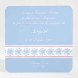 Faire-part de naissance Frise fleurs roses legeres*Faire-part Elégant Discount