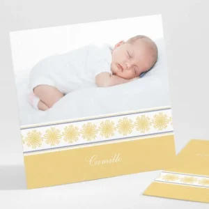 Faire-part de naissance Frise fleurs roses legeres*Faire-part Elégant Discount