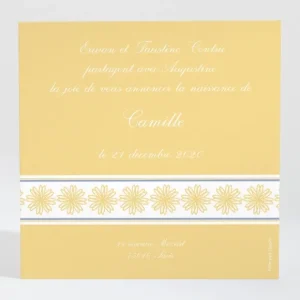 Faire-part de naissance Frise fleurs roses legeres*Faire-part Elégant Discount