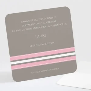 Faire-part de naissance Frise rayee classique*Faire-part Elégant Discount
