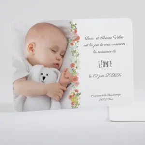 Faire-part de naissance Guirlande fleurie*Faire-part Elégant New