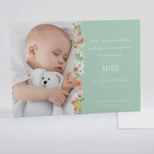 Faire-part de naissance Guirlande fleurie*Faire-part Elégant New