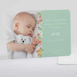 Faire-part de naissance Guirlande fleurie*Faire-part Elégant New