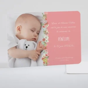 Faire-part de naissance Guirlande fleurie*Faire-part Elégant New