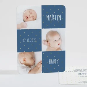 Faire-part de naissance Happy mosaique*Faire-part Elégant Clearance