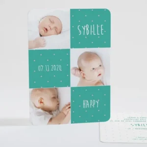Faire-part de naissance Happy mosaique*Faire-part Elégant Clearance