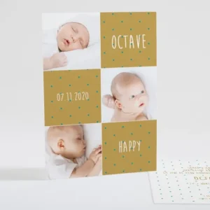 Faire-part de naissance Happy mosaique*Faire-part Elégant Clearance