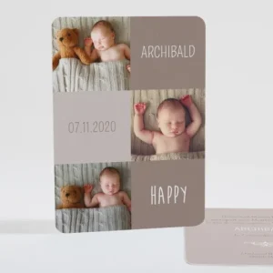 Faire-part de naissance Happy photos*Faire-part Elégant Sale