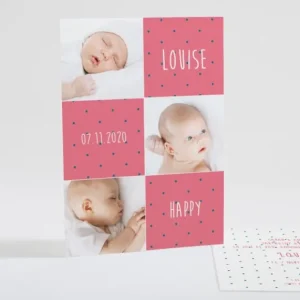 Faire-part de naissance Happy mosaique*Faire-part Elégant Clearance