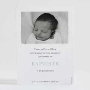 Faire-part de naissance Initiale bouquet*Faire-part Elégant New