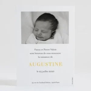 Faire-part de naissance Initiale bouquet*Faire-part Elégant New