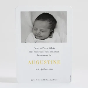 Faire-part de naissance Initiale bouquet*Faire-part Elégant New