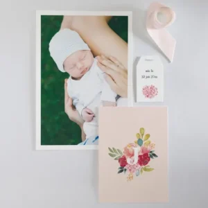 Faire-part de naissance Initiale Fille*Faire-part Elégant Sale