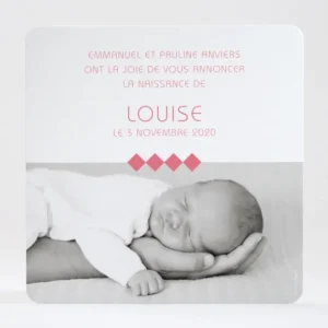 Faire-part de naissance Jeu de losanges*Faire-part Elégant Sale