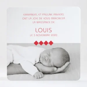 Faire-part de naissance Jeu de losanges*Faire-part Elégant Sale