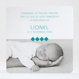 Faire-part de naissance Jeu de losanges*Faire-part Elégant Sale